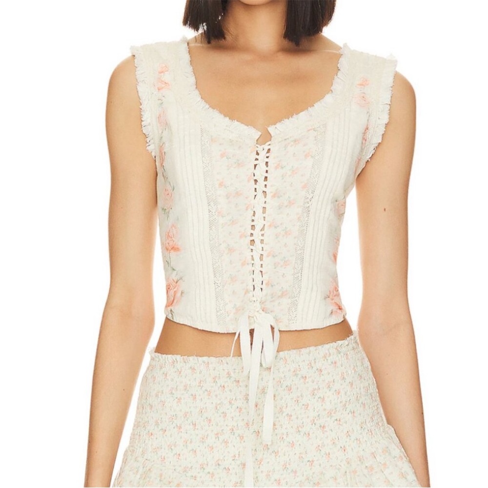 LoveShackFancy Floral Corvelle Bustier Top